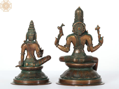 9" Seated Shiva Parvati Handmade Brass Statue | Made In India