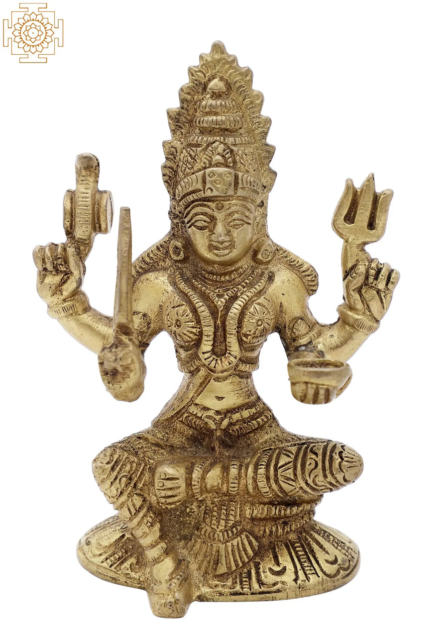 5" Handmade Goddess Mariamman Brass Statue for Pooja