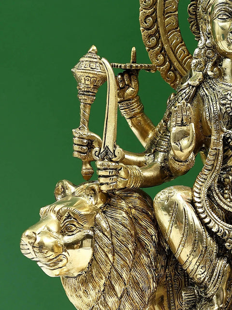 17" Brass  Devi Durga Statue (Sherawali Maa)