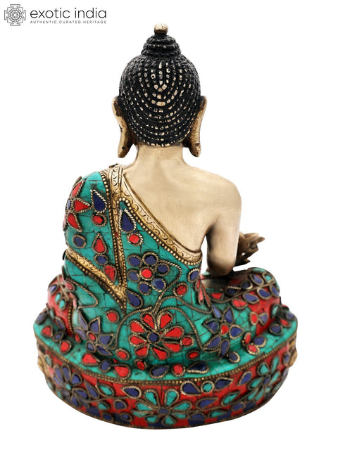 9" Tibetan Buddhist Healing Buddha | Medicine Buddha | Inlay Work | Brass Statue | Handmade | Made In India