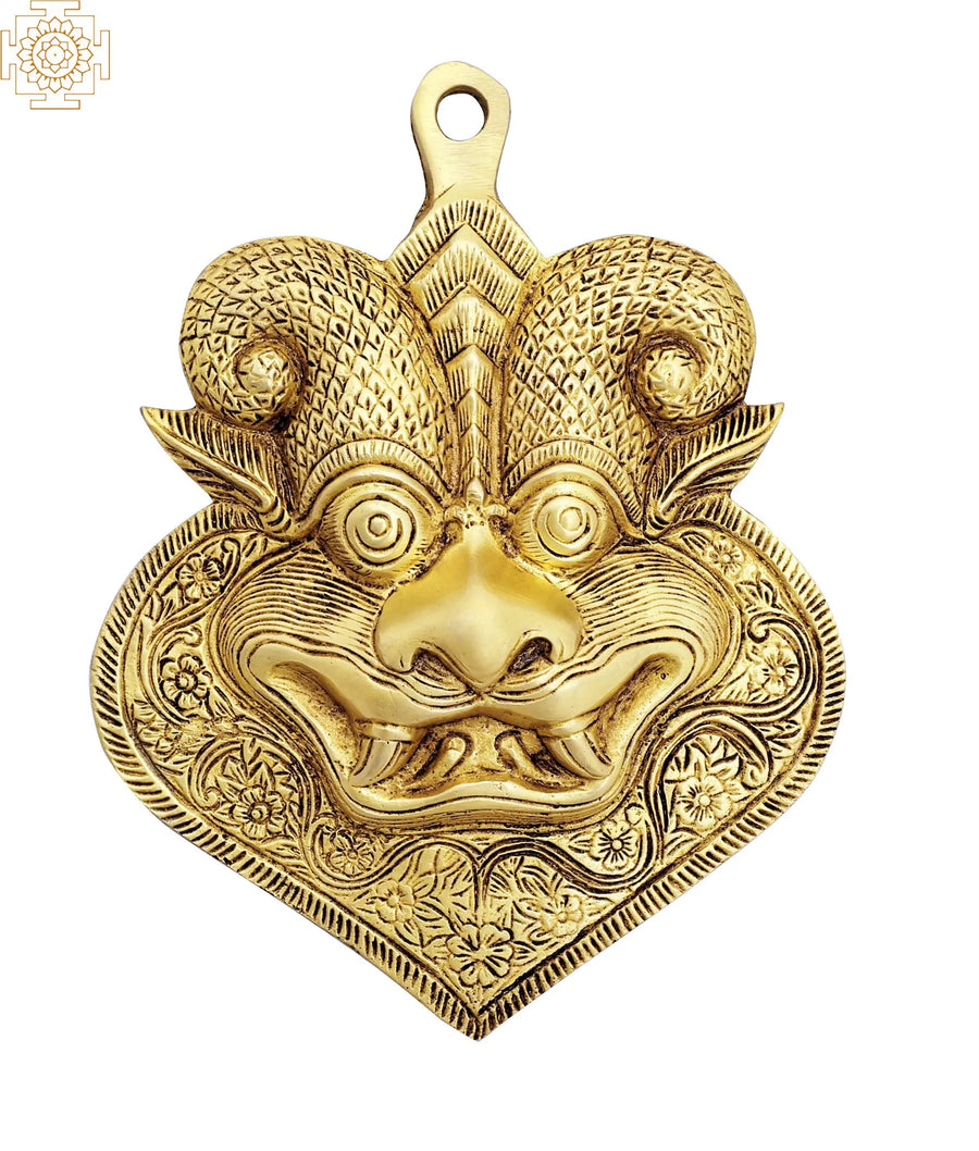 6" Kirtimukha Mask Brass Wall Hanging Statue Handmade