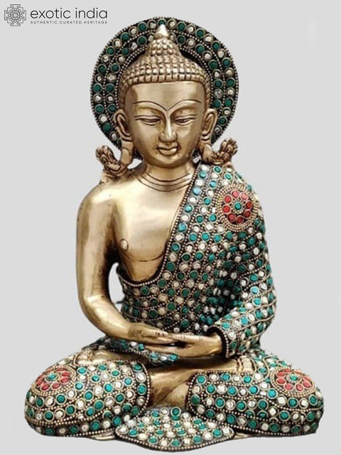 10" Tibetan Buddhist Deities Set of Three Buddhas | Inlay Work | Brass Statue | Handmade | Made In India