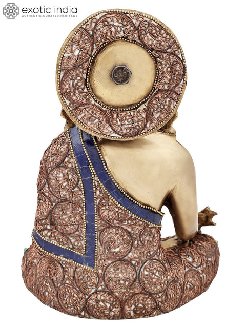 10" Tibetan Buddhist Healing Buddha | Medicine Buddha | Inlay Work | Brass Statue |