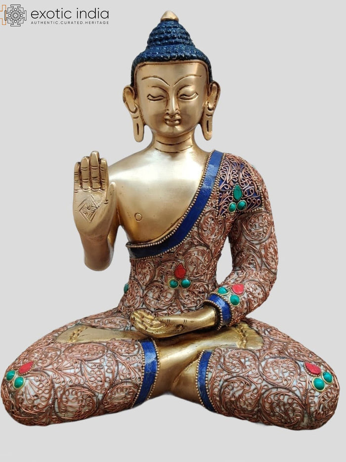 11" Gautam Buddha Preaching Dharma Brass Statue Handmade