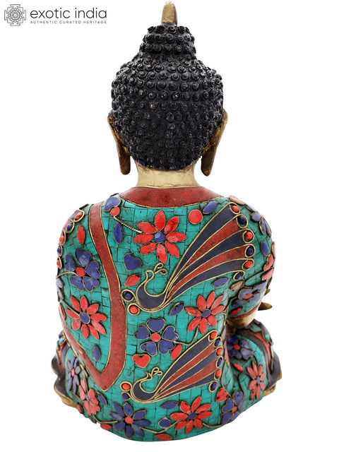 13" Tibetan Buddhist Healing Buddha | Medicine Buddha | Inlay Work | Brass Statue | Handmade | Made In India
