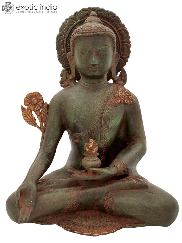 12" Tibetan Medicine Buddha Healing Brass Statue Handmade