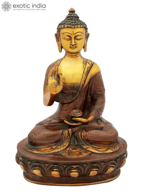 12" Gautam Buddha Preaching Dharma Brass Statue Handmade