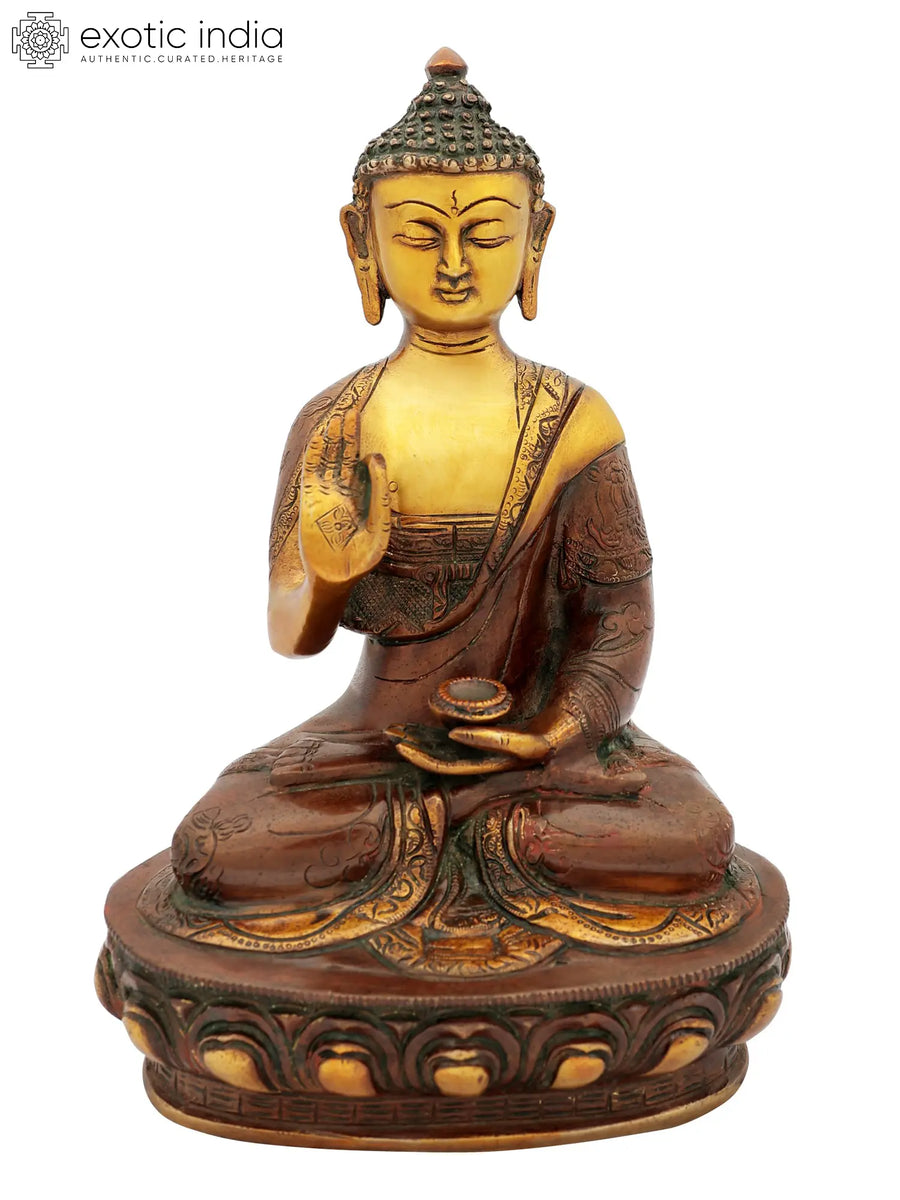 12" Gautam Buddha Preaching Dharma Brass Statue Handmade