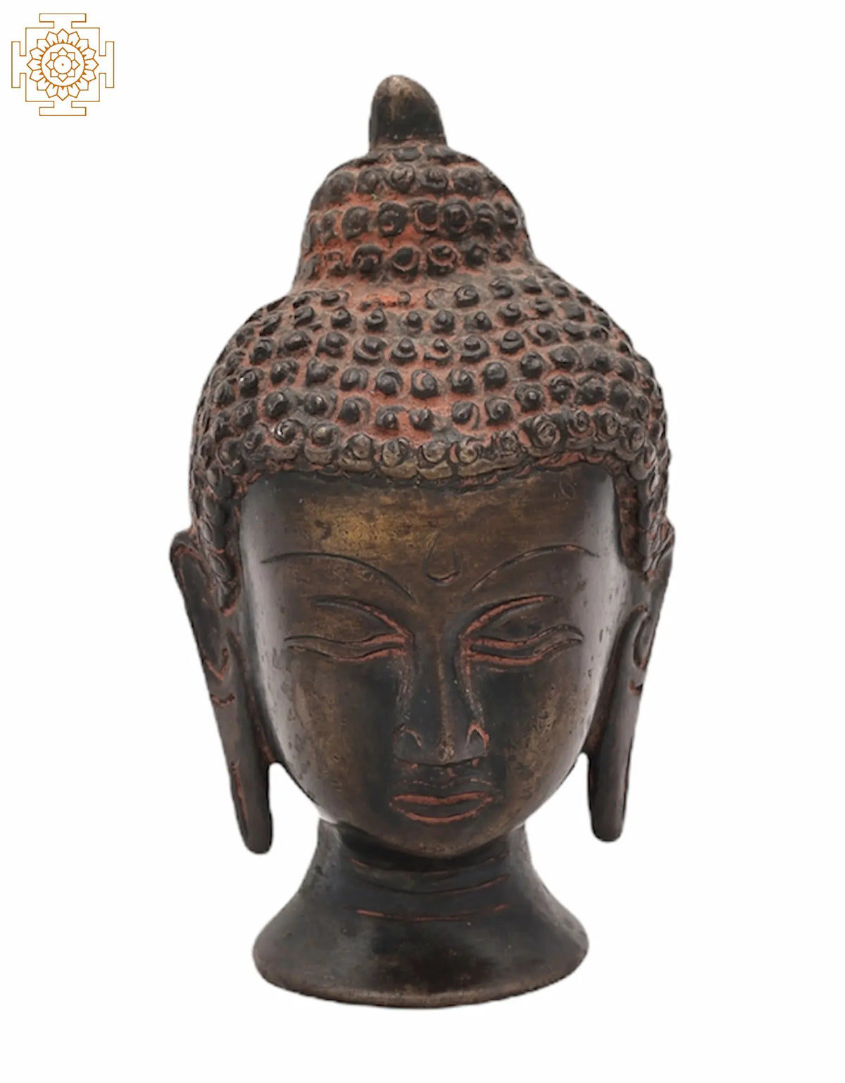 4" Tibetan Buddhist Lord Buddha Head in Brass | Handmade | Made in India