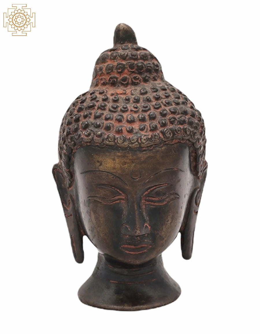 4" Tibetan Buddhist Lord Buddha Head Brass Statue Handmade