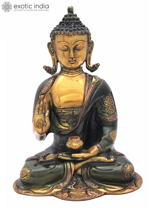 10" Handmade Brass Medicine Buddha Statue for Healing and Pooja
