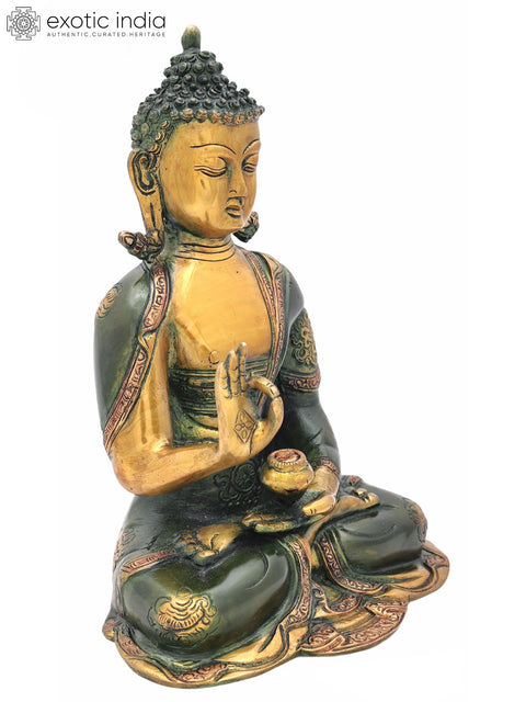 10" Tibetan Buddhist Healing Buddha | Medicine Buddha | Brass Statue | Handmade | Made In India