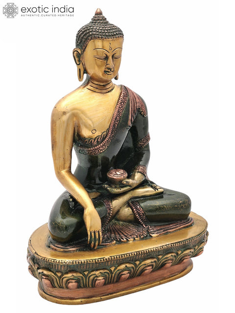 10.5" Buddha Brass Statue | Lord Buddha in Mara Vijay Mudra Brass Statue | Medicine Buddha | Handmade | Made In India
