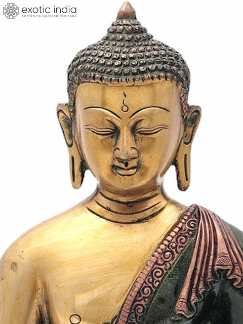 10.5" Buddha Brass Statue | Lord Buddha in Mara Vijay Mudra Brass Statue | Medicine Buddha | Handmade | Made In India