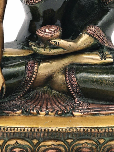 10.5" Buddha Brass Statue | Lord Buddha in Mara Vijay Mudra Brass Statue | Medicine Buddha | Handmade | Made In India