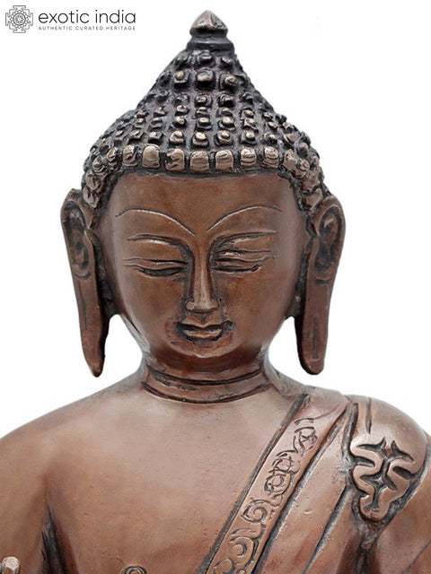 9.5" Tibetan Buddhist Healing Buddha | Medicine Buddha | Brass Statue | Handmade | Made In India
