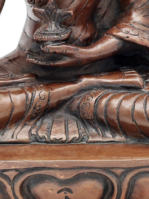 9.5" Tibetan Buddhist Healing Buddha | Medicine Buddha | Brass Statue | Handmade | Made In India