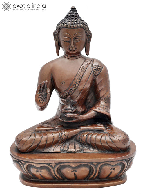 9.5" Medicine Buddha Brass Statue Handmade