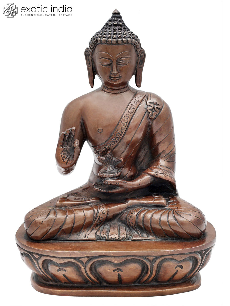 9.5" Medicine Buddha Brass Statue Handmade