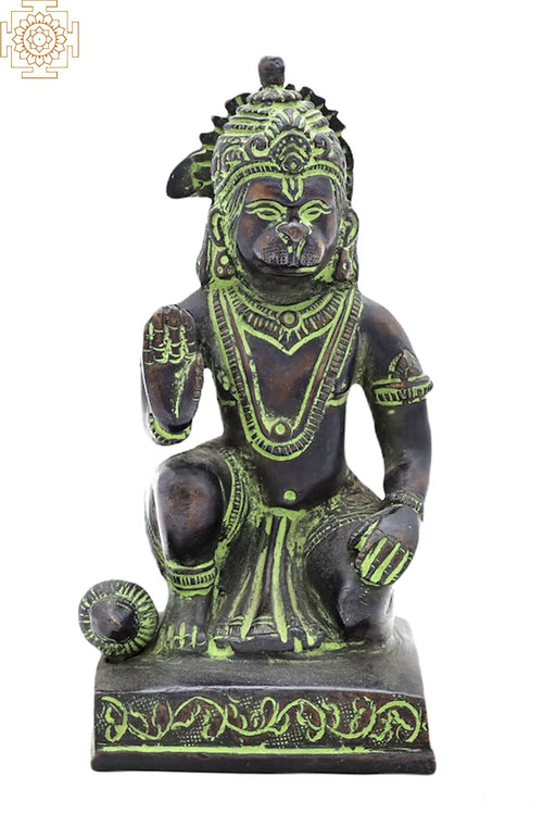 5" Lord Hanuman Blessing Brass Idol for Pooja