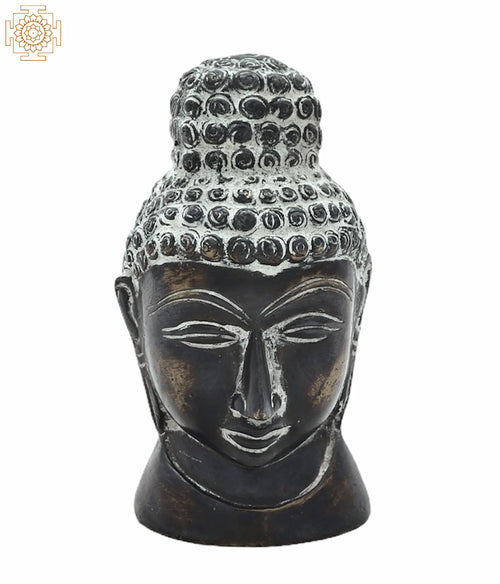 4" Handmade Brass Buddha Head Statue for Home Decor