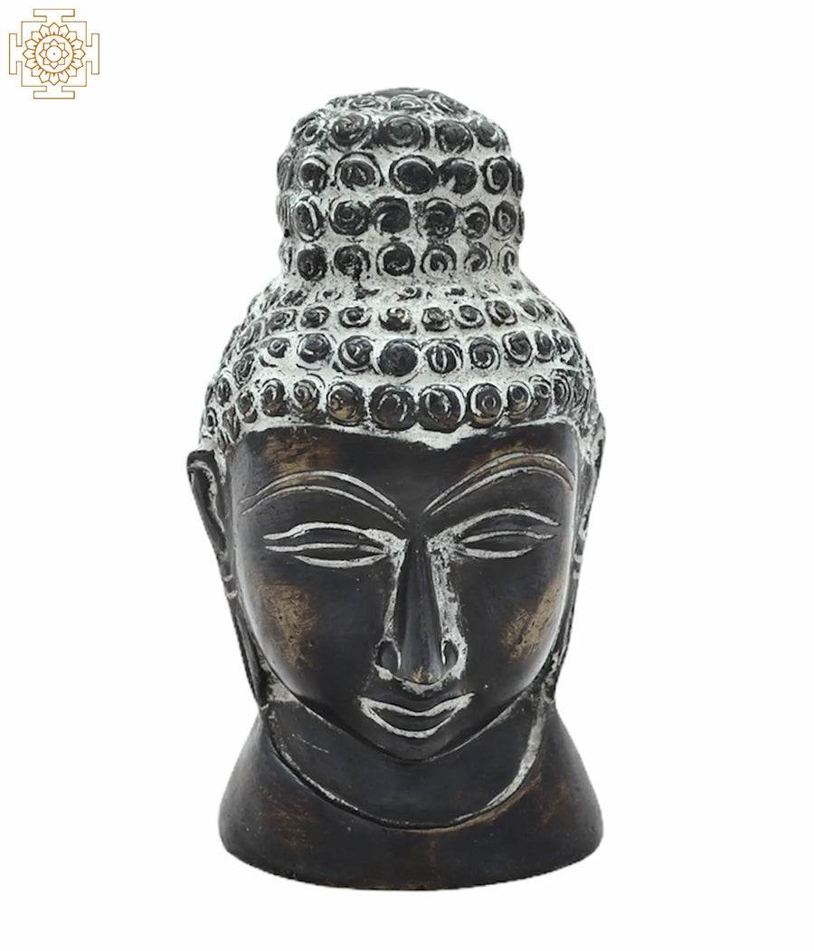 4" Handmade Brass Buddha Head Statue for Home Decor