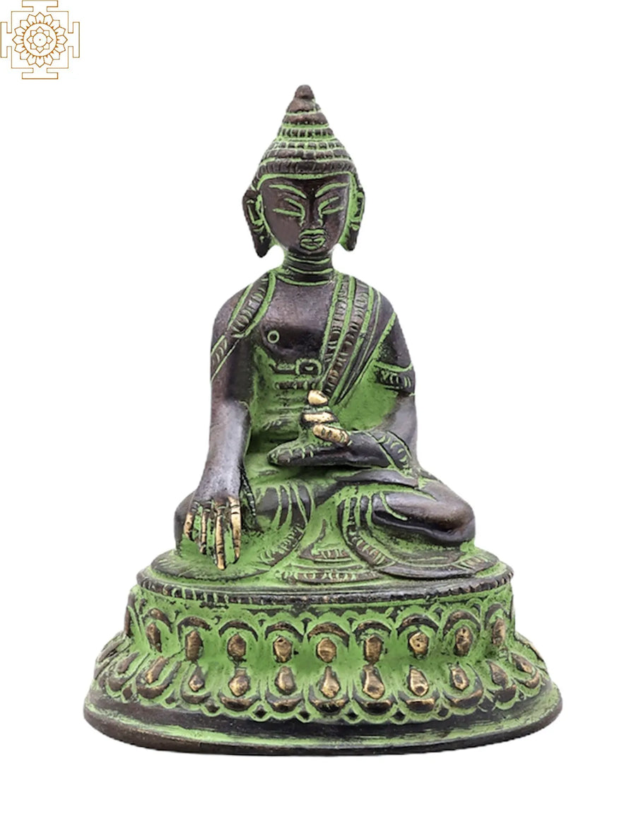 4" Medicine Buddha Handmade Brass Statue for Wellness