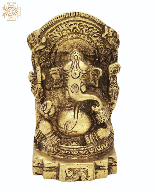 4.5" Blessing Ganesha Brass Statue Handmade
