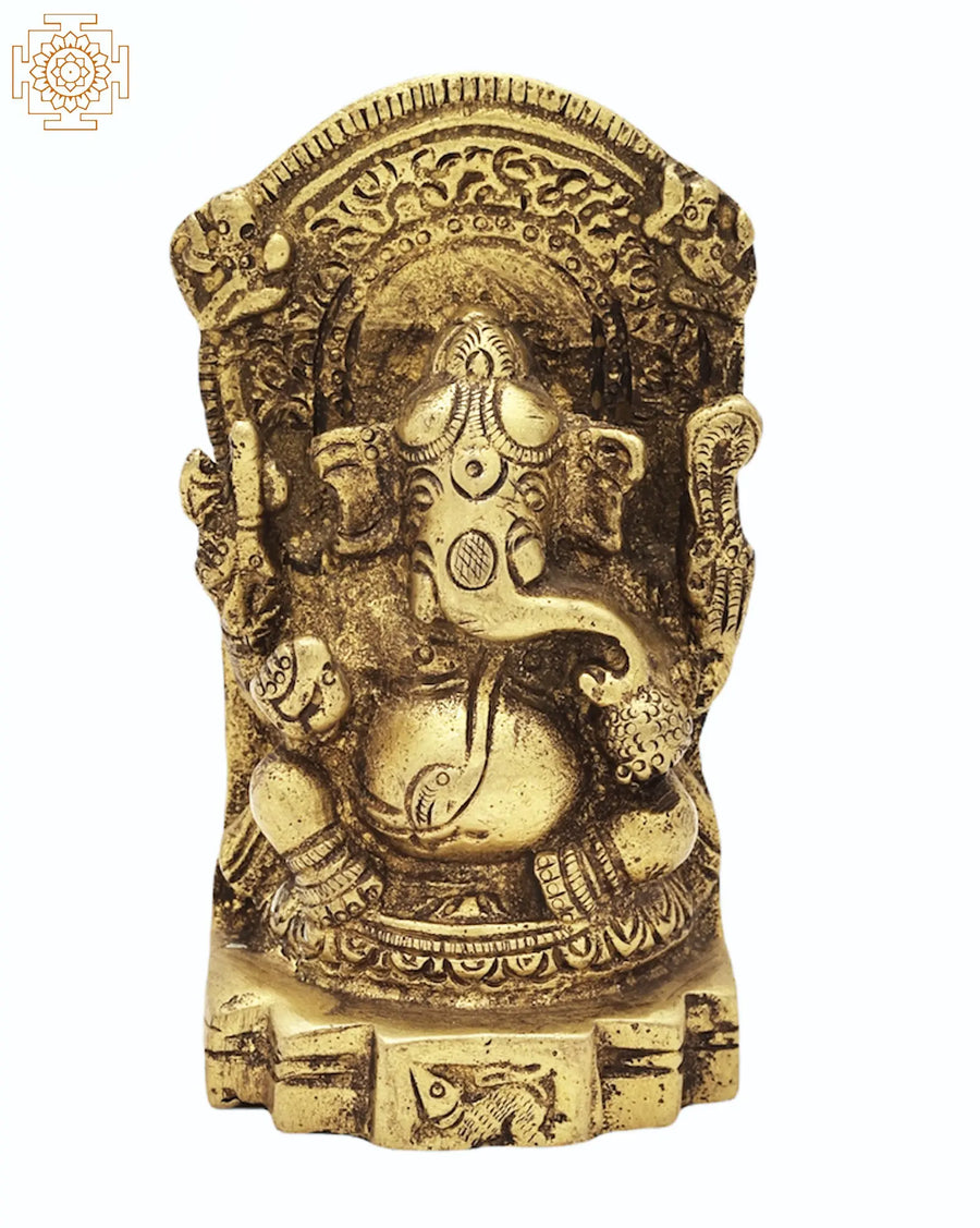 4.5" Blessing Ganesha Brass Statue Handmade