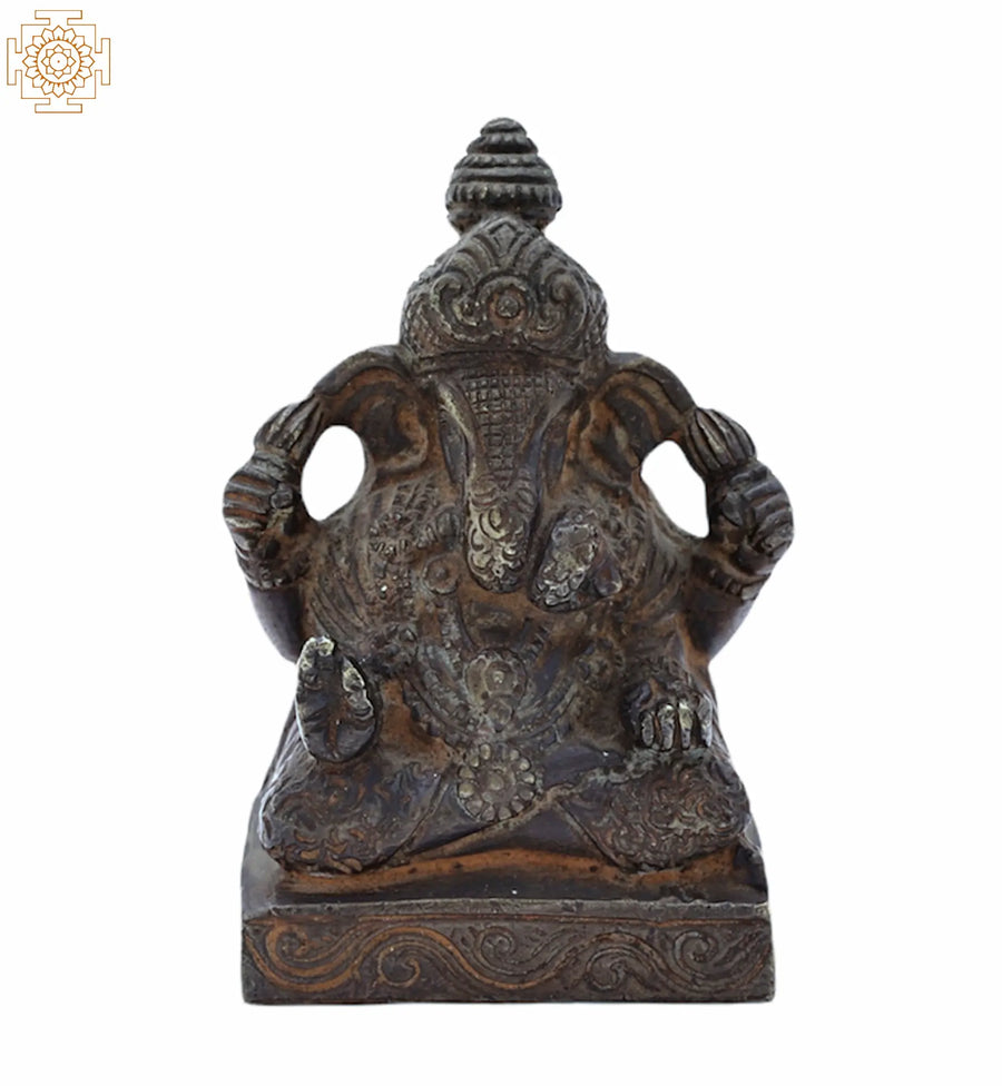 3.5" Small Ganesha Brass Statue for Home Decor
