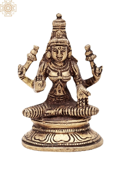 3.2" Handmade Brass Goddess Lakshmi Statue for Pooja