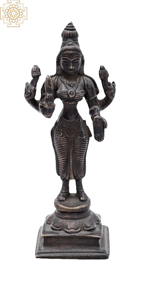5.8" Handmade Goddess Lakshmi Brass Statue