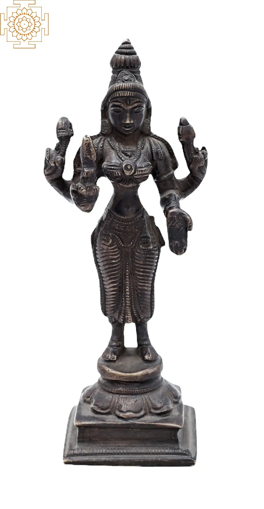 5.8" Handmade Goddess Lakshmi Brass Statue