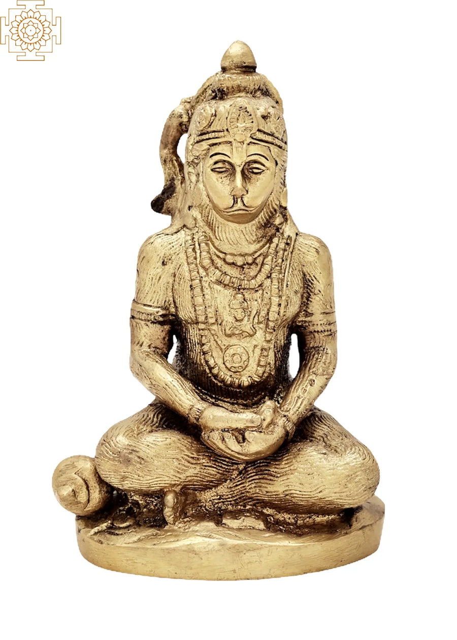 5" Lord Hanuman Handmade Brass Statue for Home Decor