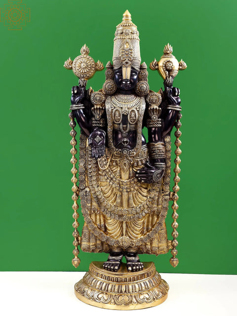 47" Large Superfine Lord Venkateshvara as Balaji at Tirupati | Brass Statue | Handmade | Made In India