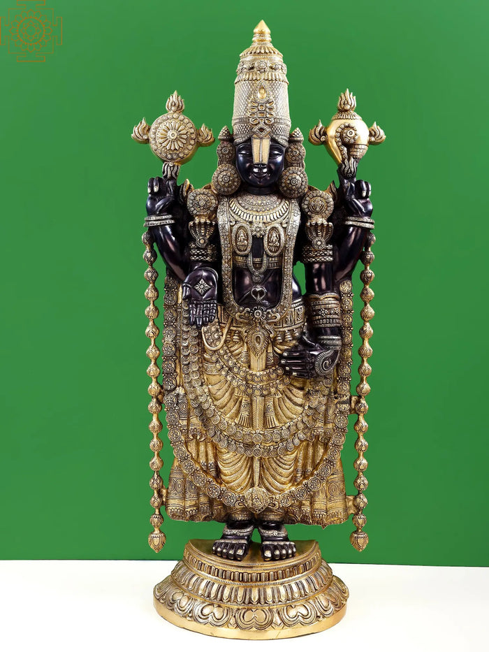 47" Large Superfine Lord Venkateshvara as Balaji at Tirupati | Brass Statue | Handmade | Made In India