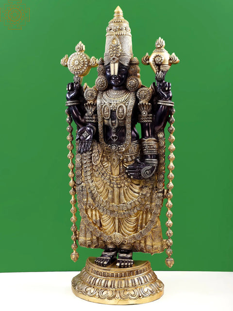 47" Large Superfine Lord Venkateshvara as Balaji at Tirupati | Brass Statue | Handmade | Made In India
