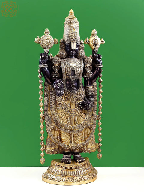 47" Large Superfine Lord Venkateshvara as Balaji at Tirupati | Brass Statue | Handmade | Made In India