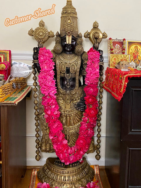 47" Large Superfine Lord Venkateshvara as Balaji at Tirupati | Brass Statue | Handmade | Made In India