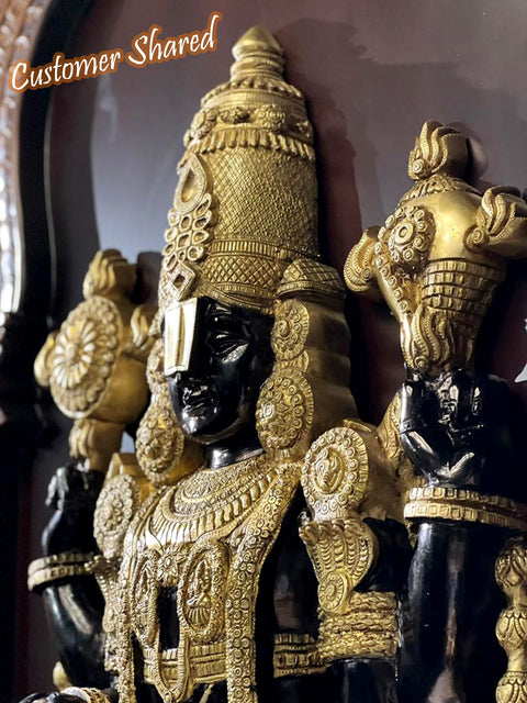 47" Large Superfine Lord Venkateshvara as Balaji at Tirupati | Brass Statue | Handmade | Made In India