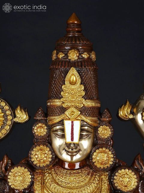 47" Large Superfine Lord Venkateshvara as Balaji at Tirupati | Handmade Brass Statue