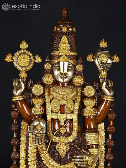 47" Large Superfine Lord Venkateshvara as Balaji at Tirupati | Handmade Brass Statue