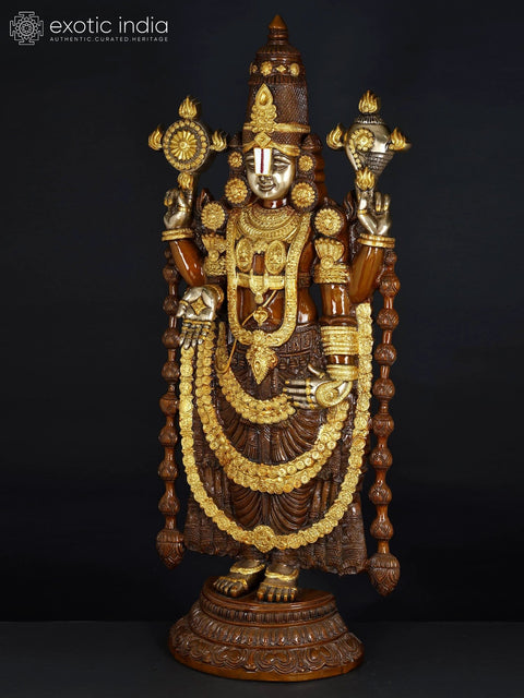 47" Large Superfine Lord Venkateshvara as Balaji at Tirupati | Handmade Brass Statue