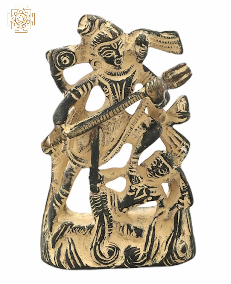 3" Dancing Lord Shiva Brass Statue Handmade