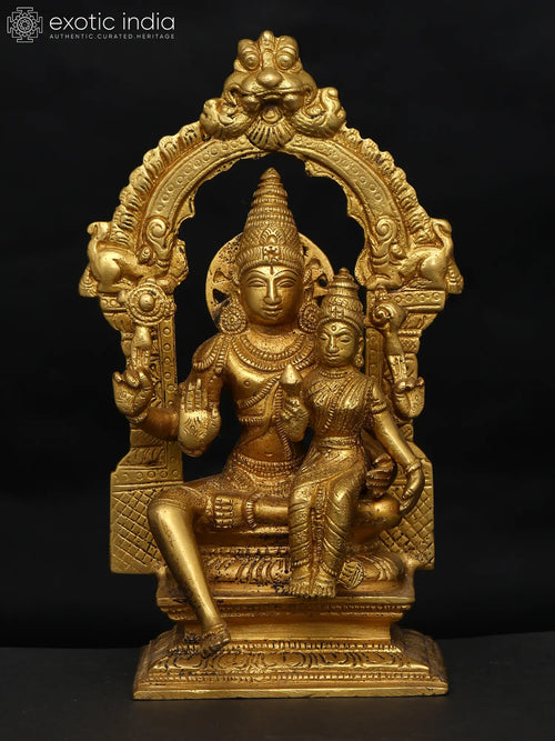 7" Lord Vishnu and Goddess Lakshmi Handmade Brass Statue