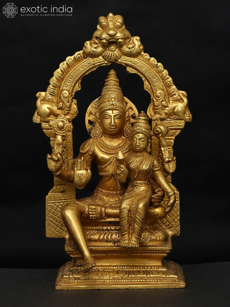 7" Lord Vishnu and Goddess Lakshmi Handmade Brass Statue