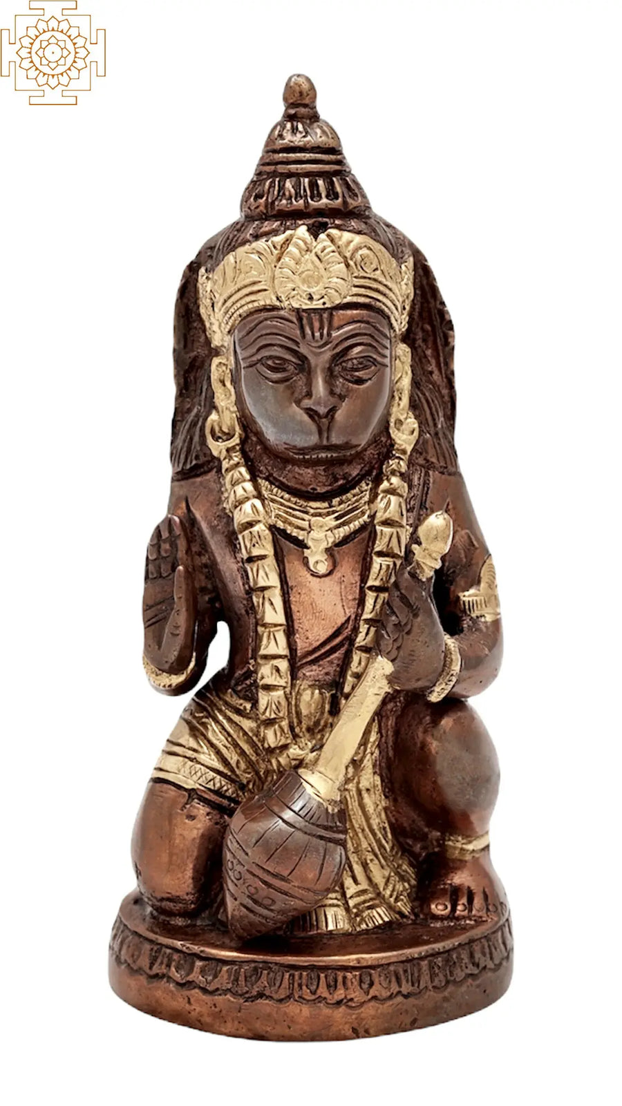 5.8" Handmade Hanuman Brass Statue for Home Pooja and Decor