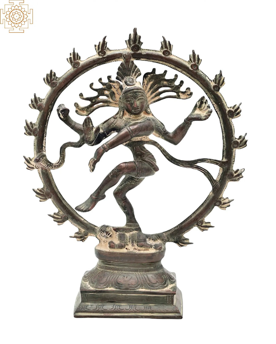 9" Handmade Shiva Nataraja Brass Statue Divine Cosmic Dancer