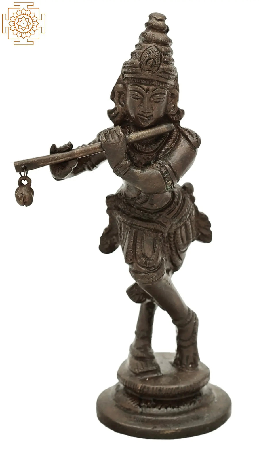 4.8" Small Lord Murli Krishna Brass Idol for Home Decor