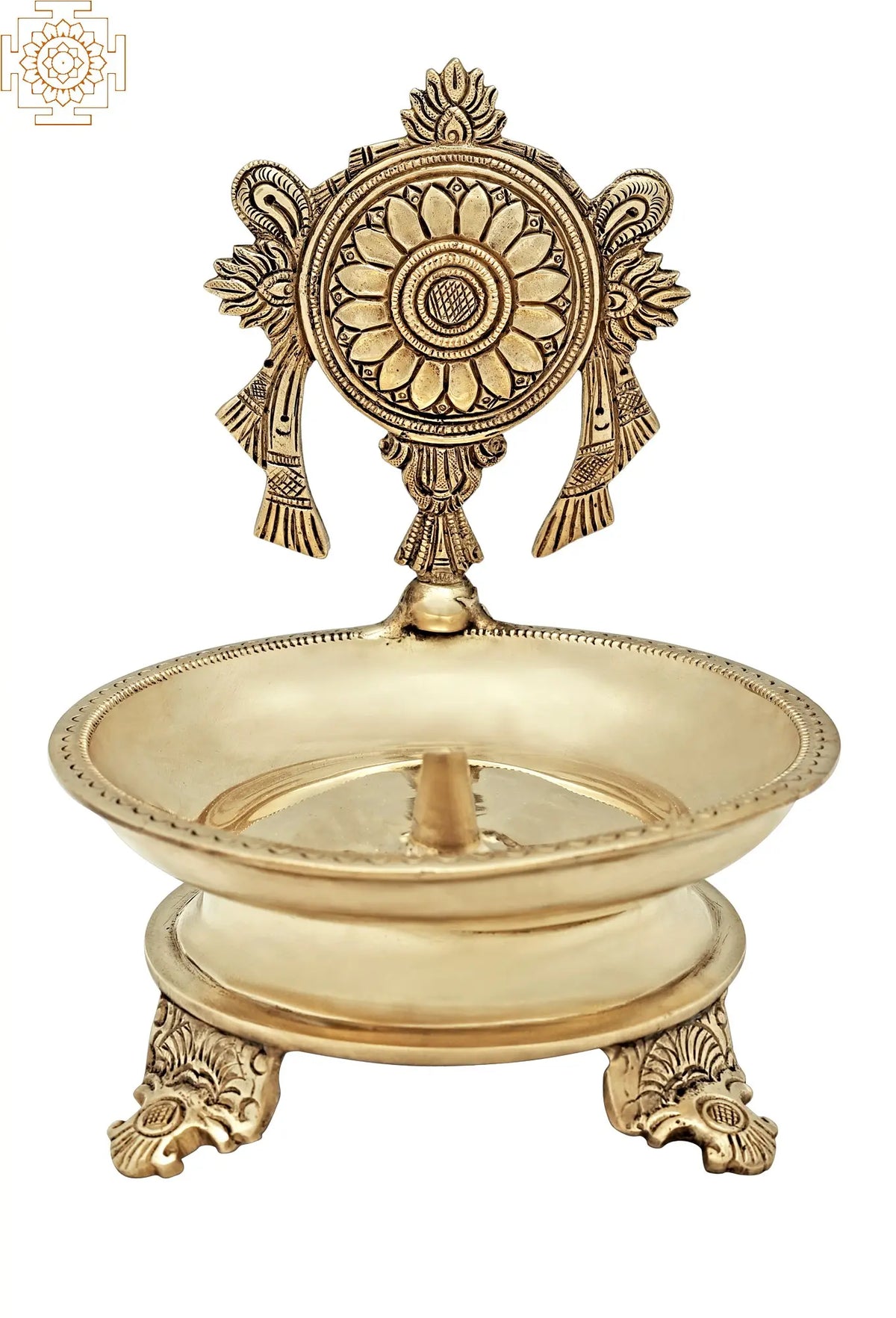 7" Superfine Chakra Wick Lamp (Vaishnava Symbol) | Handmade | Made in India
